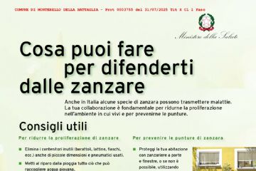 Misure di prevenzione per infezione da West Nile Virus (WNV)